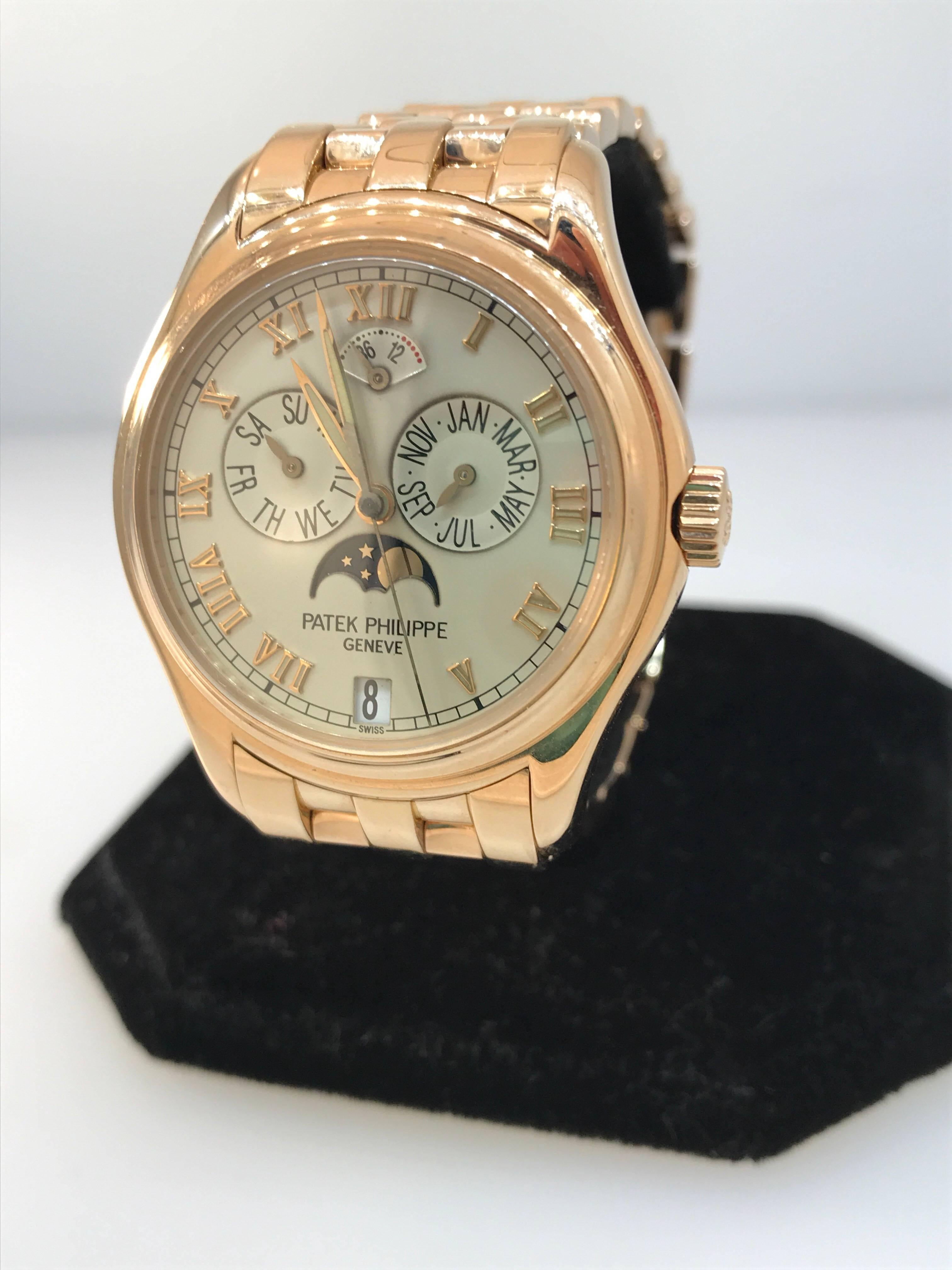 Men's Patek Philippe rose gold Annual Calendar Bracelet Wristwatch Ref 5036/1R For Sale