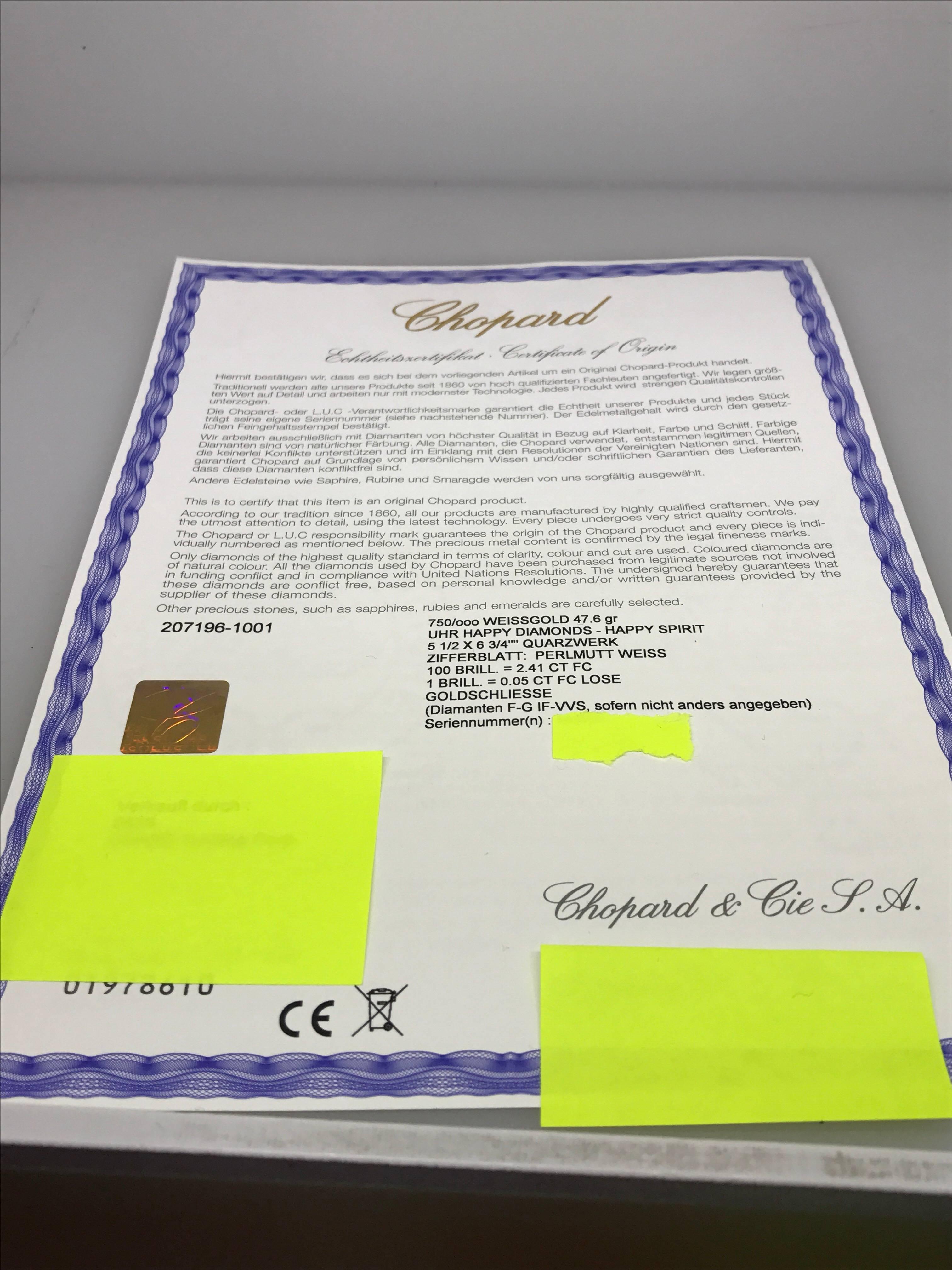 Chopard Ladies White Gold Happy Spirit Square Wristwatch Ref 20/7196 4