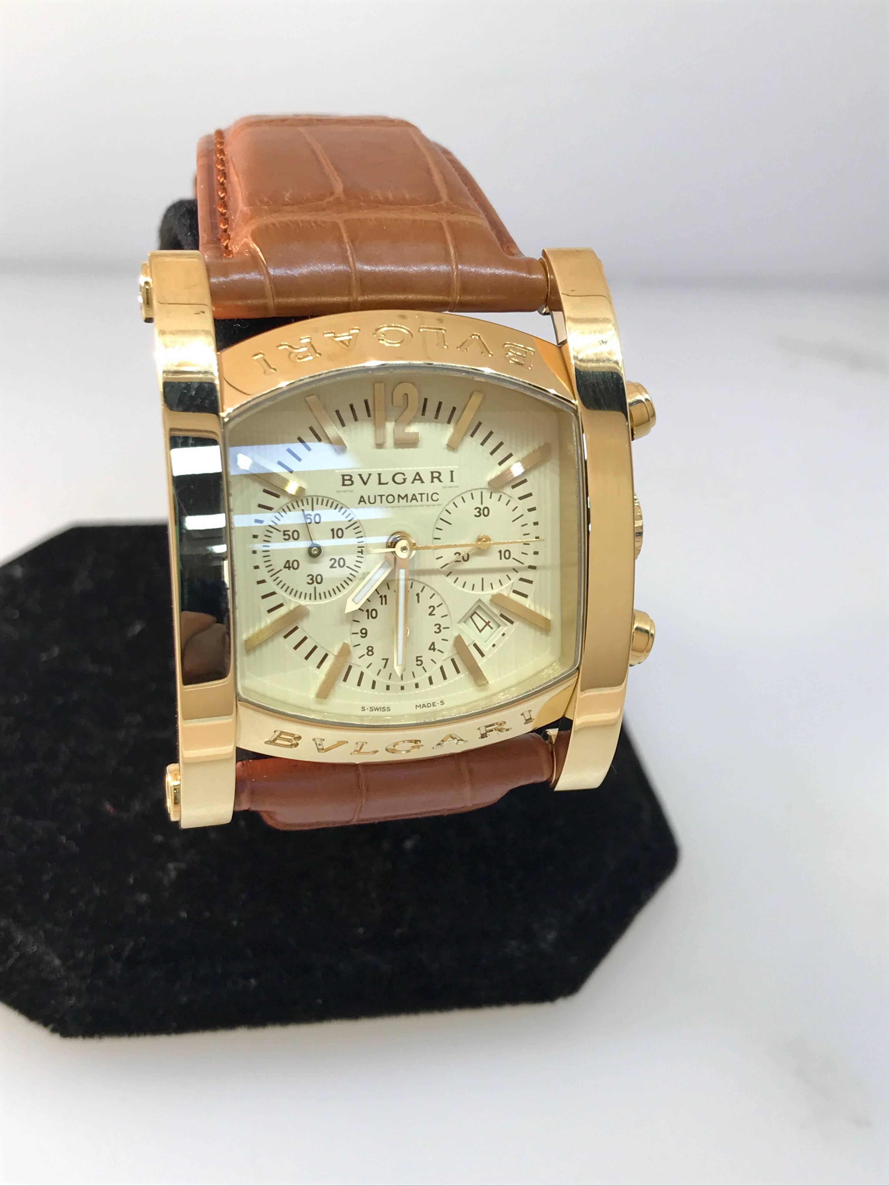 Bulgari Yellow Gold Assioma Chronograph Automatic Wristwatch In New Condition In New York, NY