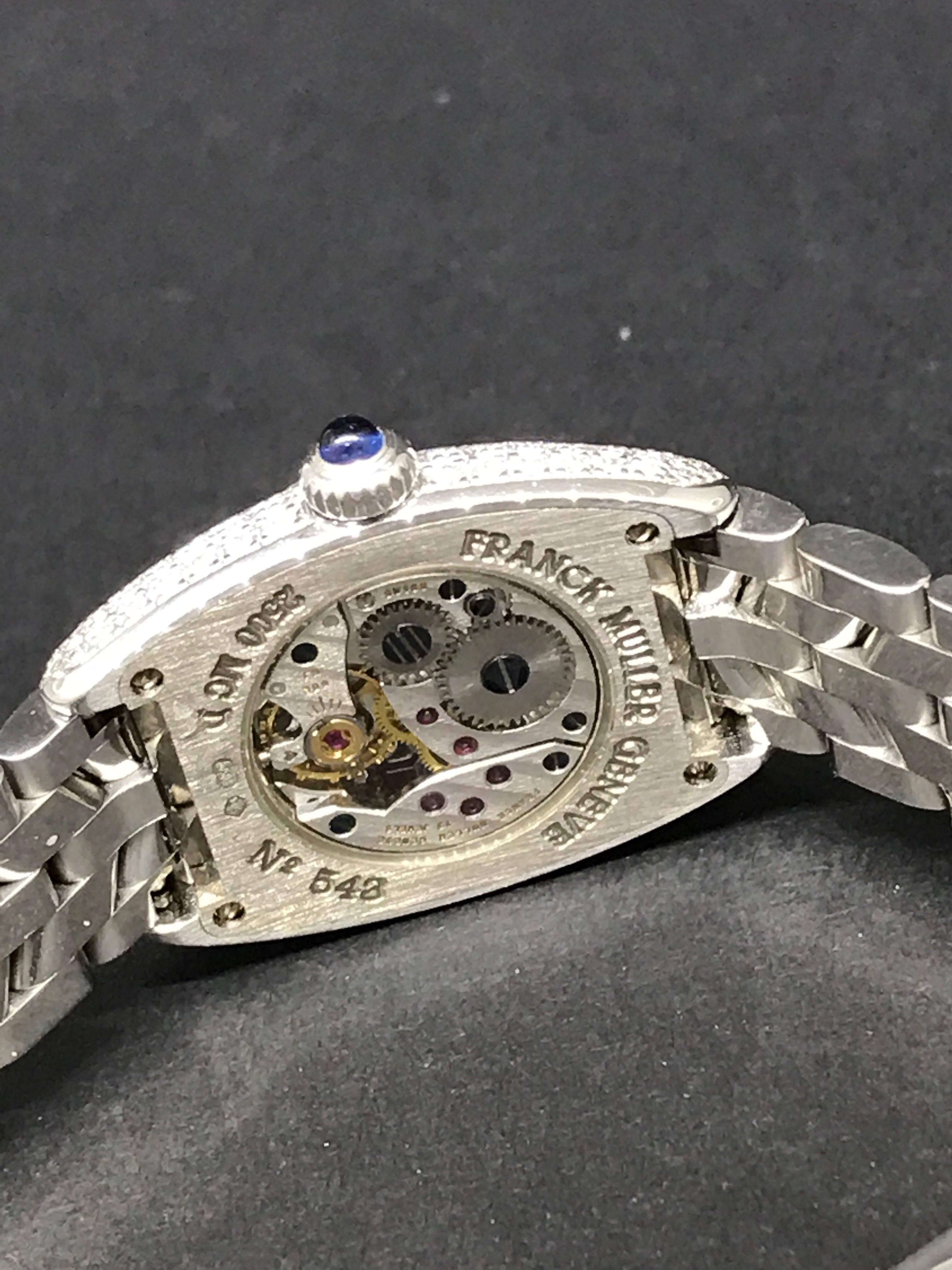 Franck Muller Ladies White Gold Diamond Cintree Curvex Bracelet  Wristwatch For Sale 2