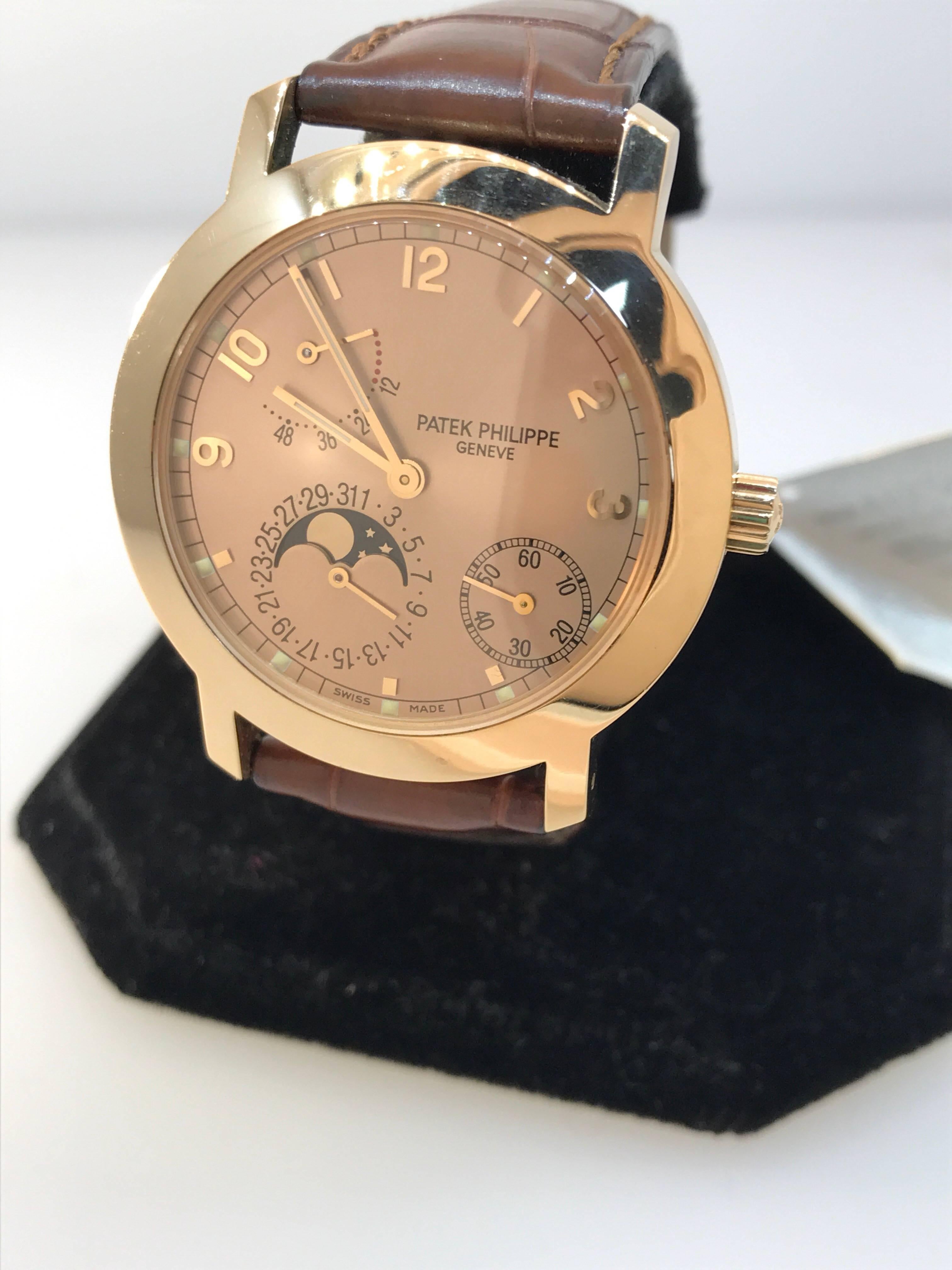 Patek Philippe Rose Gold Calatrava Moonphase Complication Automatic Wristwatch 5