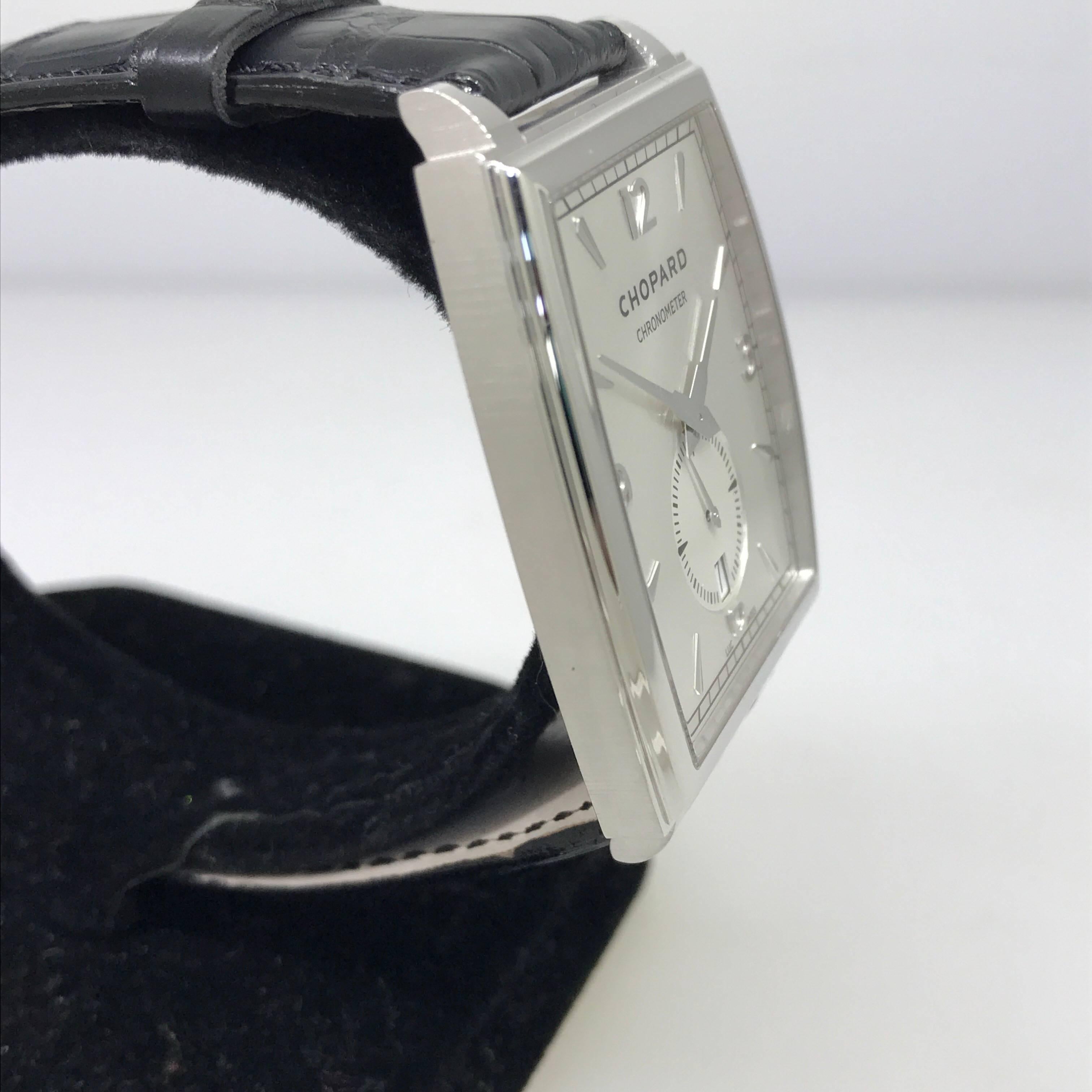 Chopard White Gold L.U.C. XP Tonneau Automatic Wristwatch For Sale 2