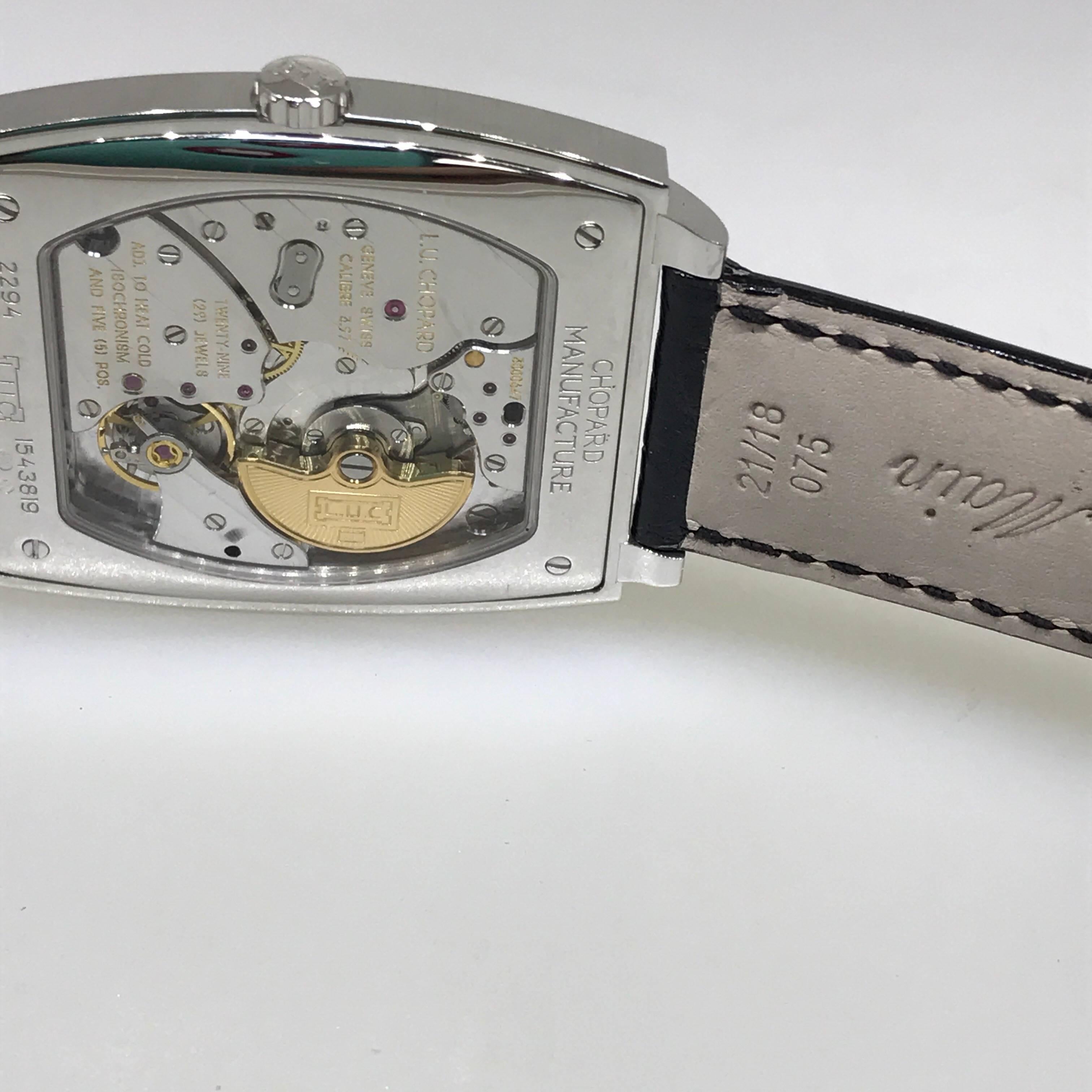 Chopard White Gold L.U.C. XP Tonneau Automatic Wristwatch For Sale 3