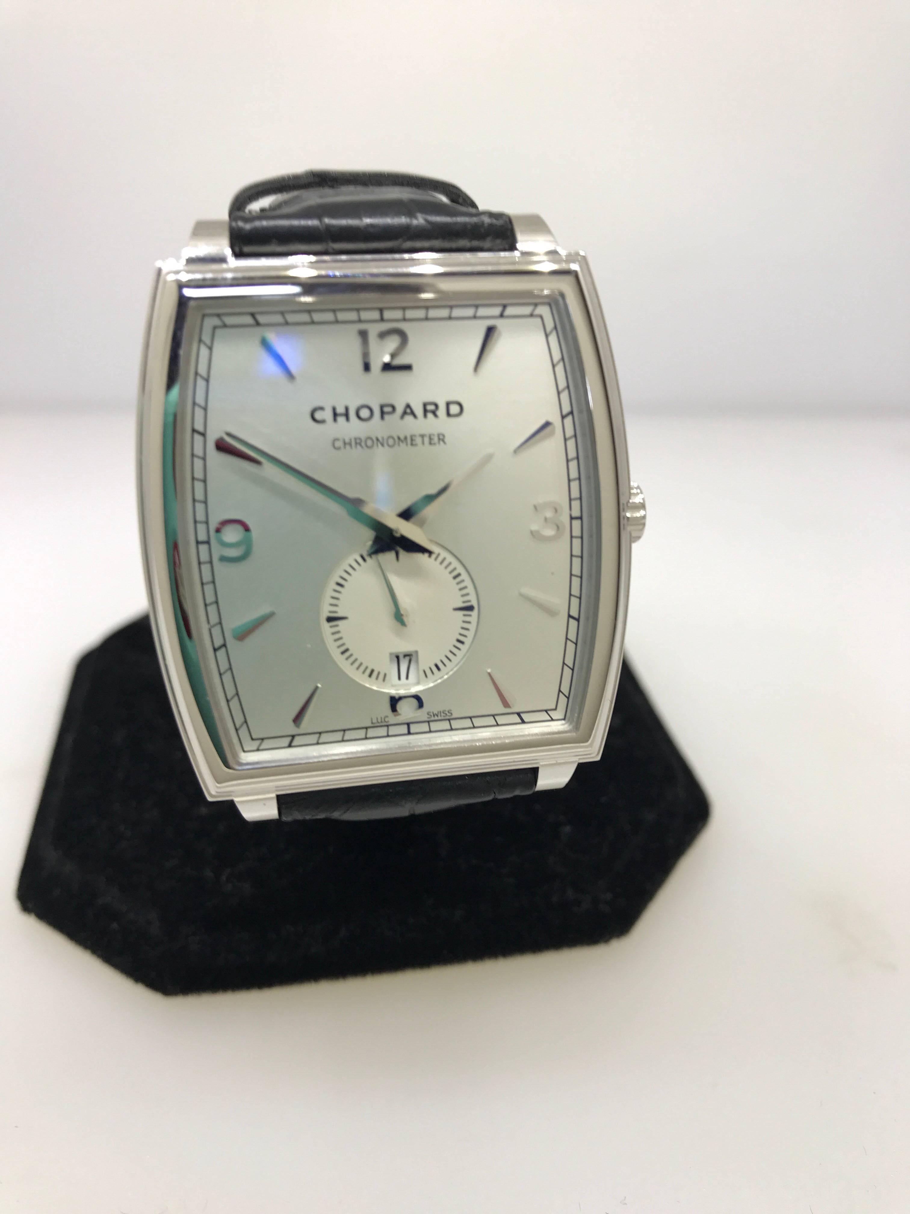 Chopard White Gold L.U.C. XP Tonneau Automatic Wristwatch For Sale 5