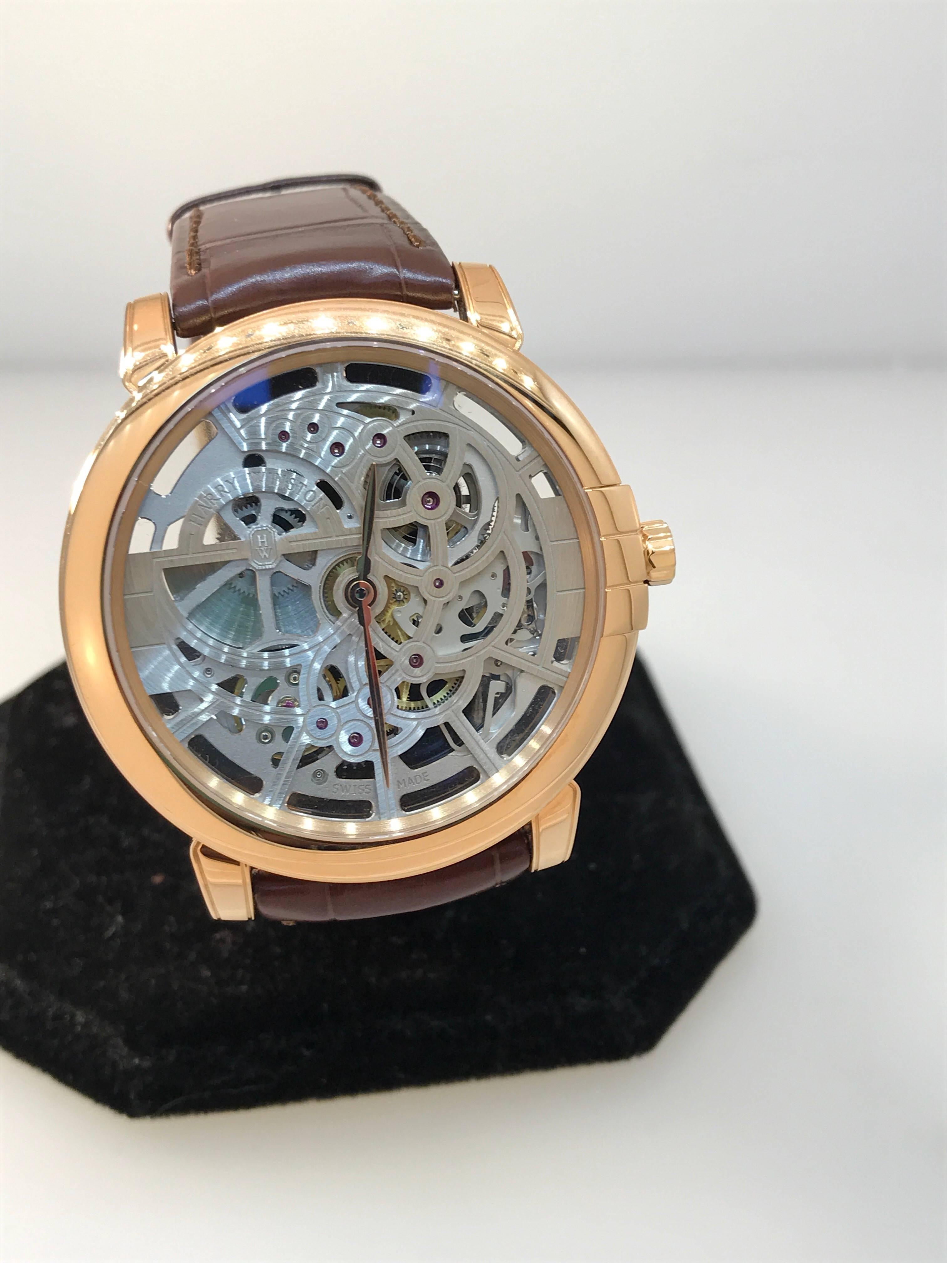 Harry Winston Midnight Men's Watch

Model Number: MIDAHM42RR001

100% Authentic

Brand New

Comes with original Harry Winston box

18 Karat Rose Gold

Scratch Resistant Sapphire Crystal

Skeleton Dial

Case Diameter: 42mm

Swiss Made Automatic