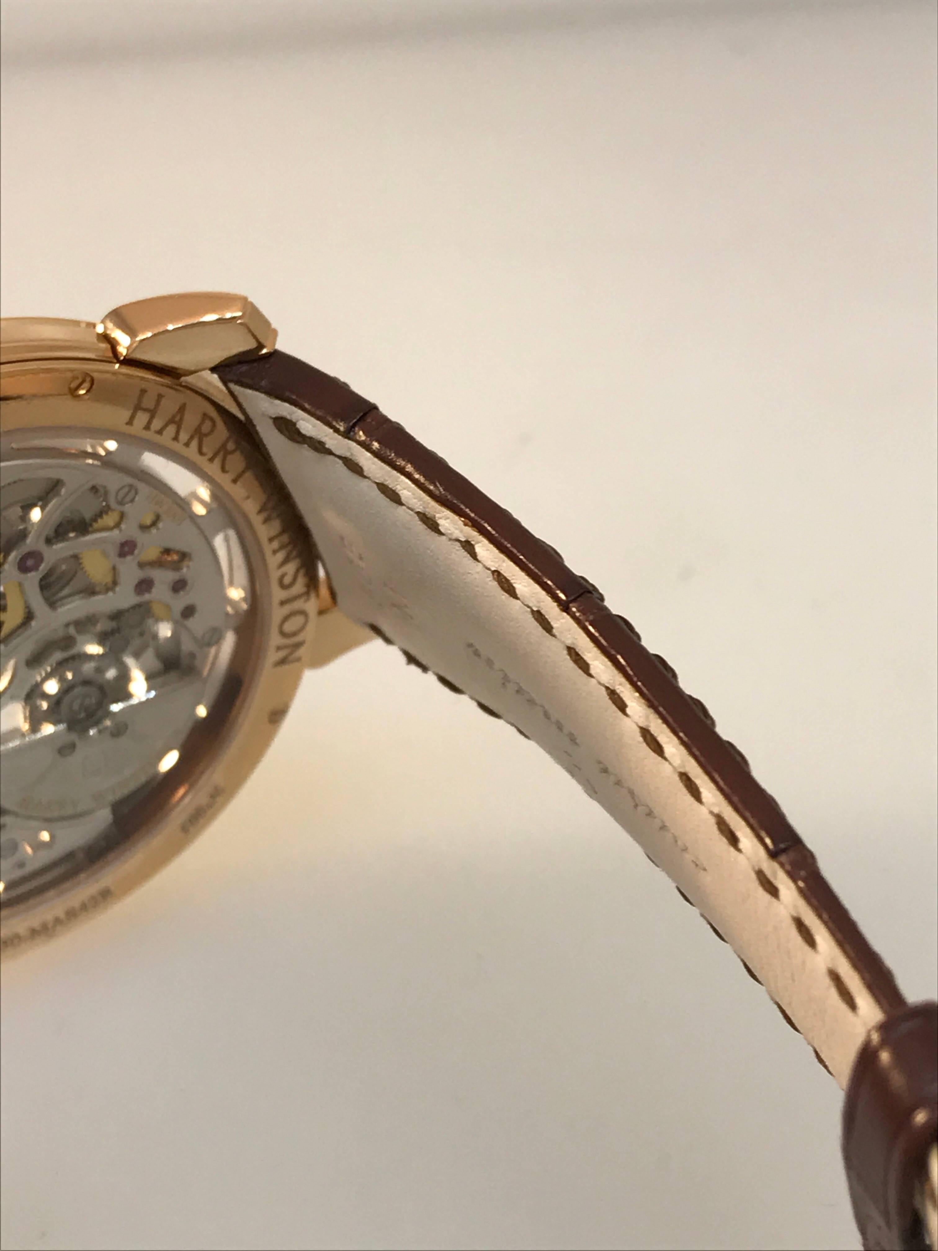Harry Winston Rose Gold Midnight Brown Automatic Wristwatch 3
