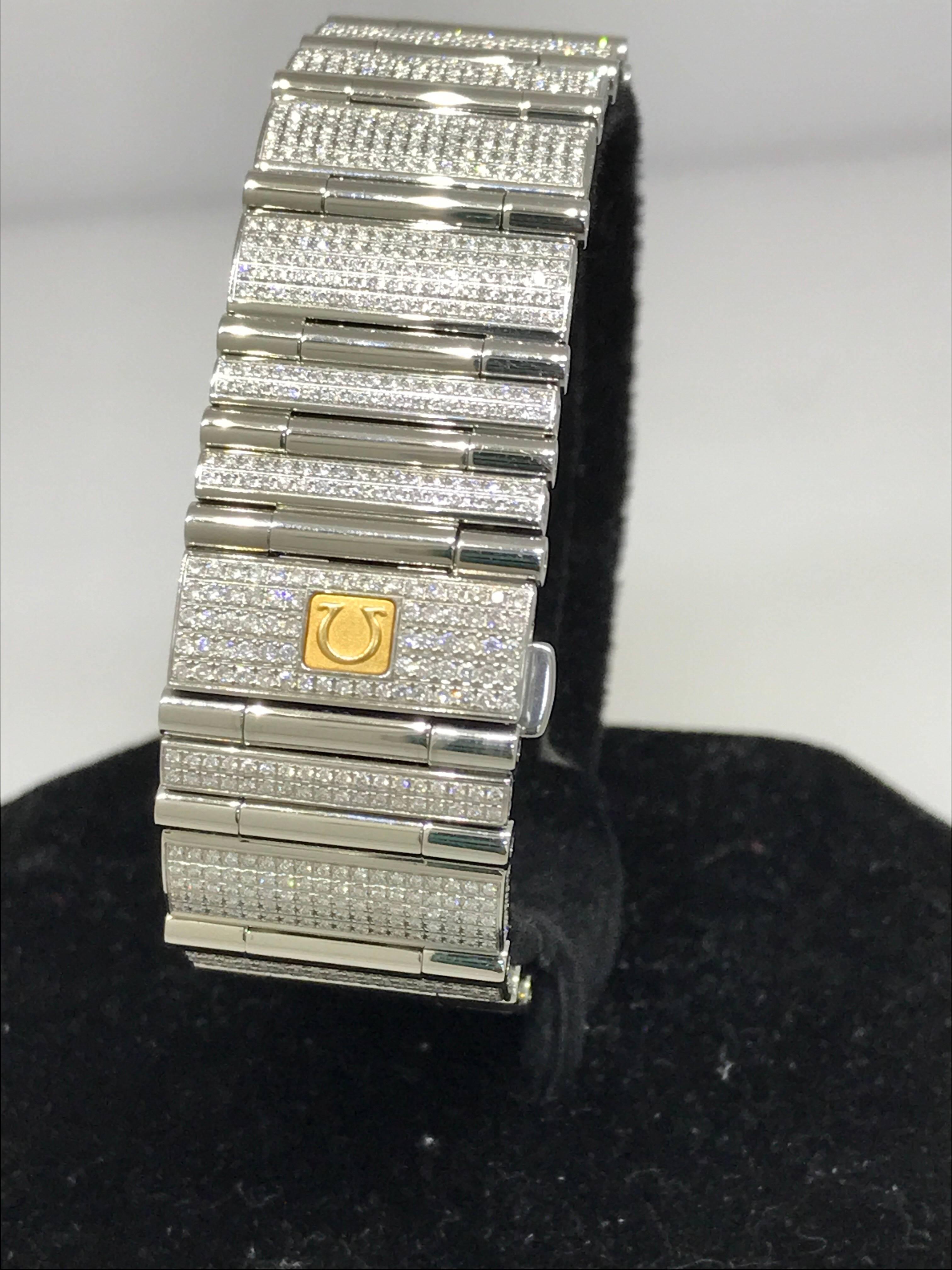 Omega Ladies Stainless Steel Diamond Constellation Squadra Ltd Ed Wristwatch  For Sale 2