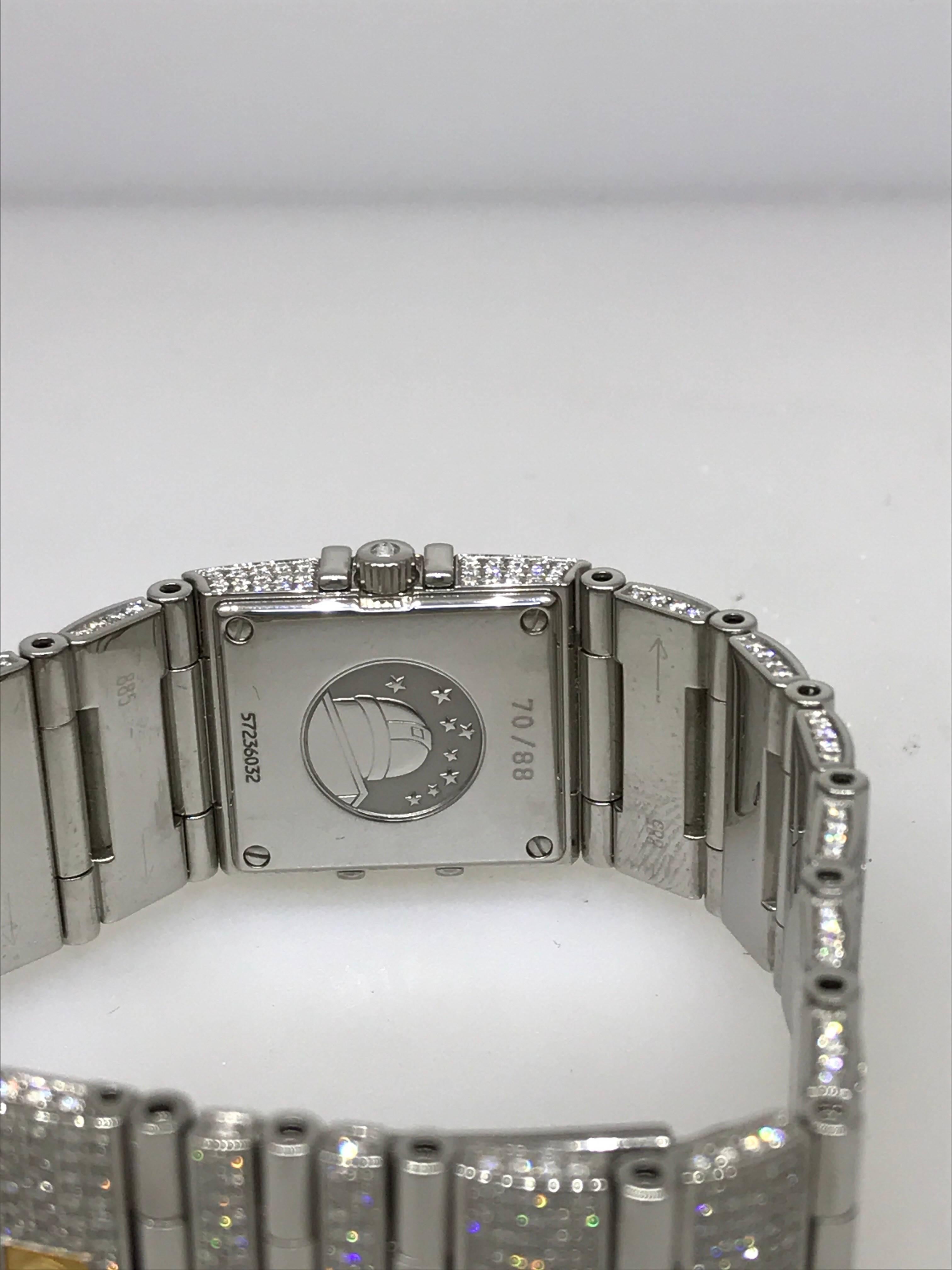 Omega Ladies Stainless Steel Diamond Constellation Squadra Ltd Ed Wristwatch  For Sale 3