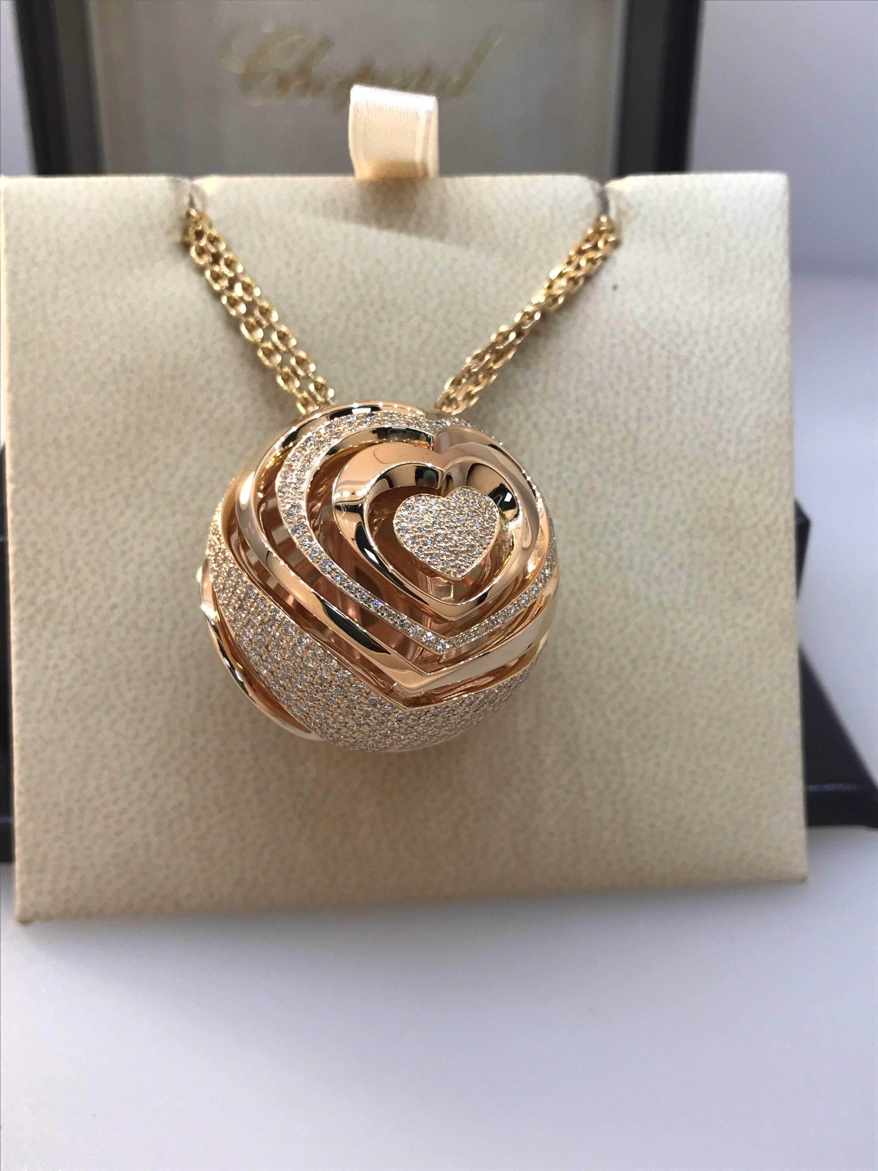 Chopard Xtravaganza Pendant / Necklace

Model Number: 79/6978-5001

100% Authentic

Brand New

Comes with original Chopard box, certificate of authenticity and warranty, and jewels manual

18 Karat Rose Gold 

Pendant weight: 64.30gr

579 Diamonds