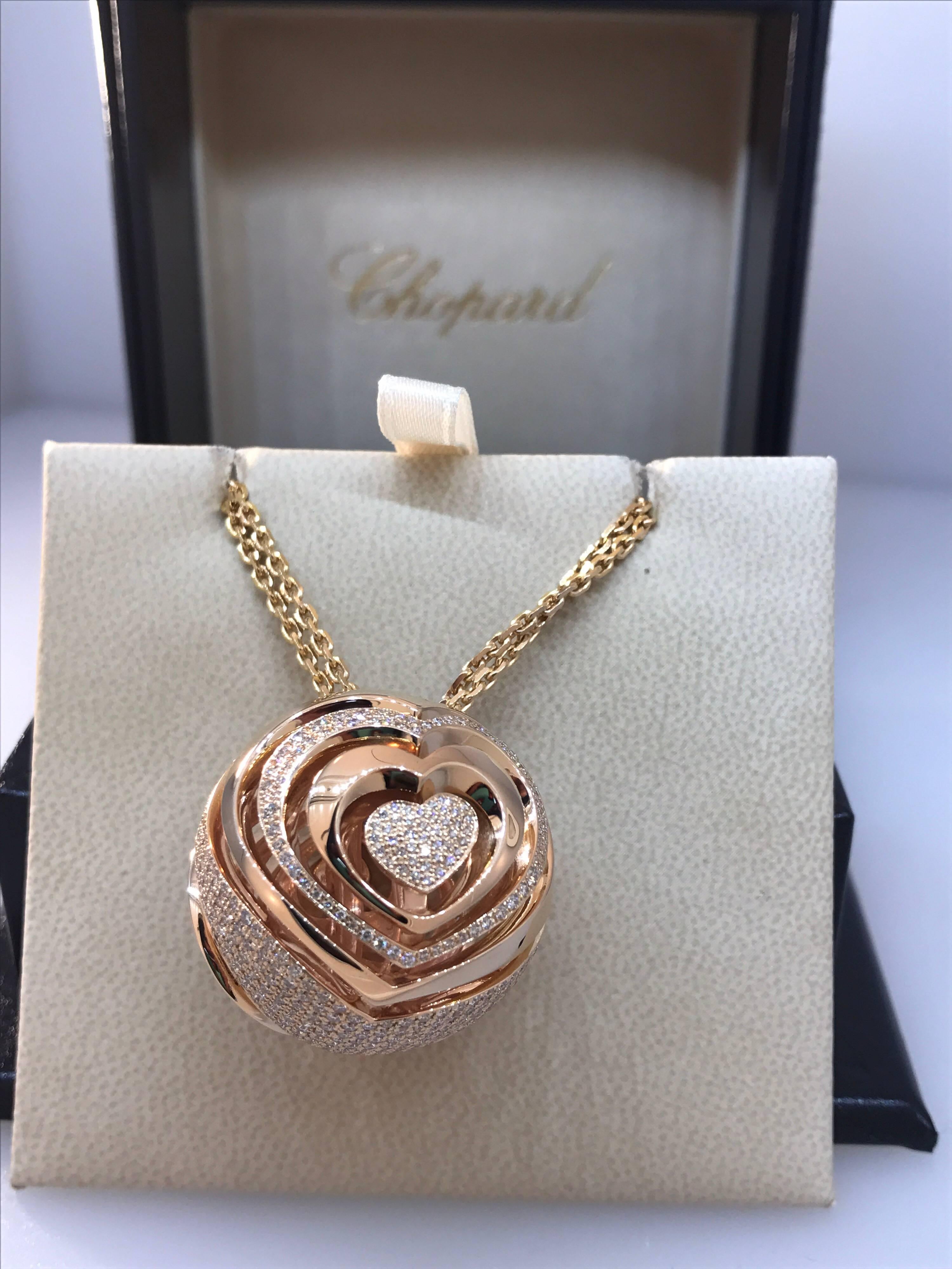 Chopard Xtravaganza Gold and Diamond Double Stranded Chain Pendant or Necklace In New Condition For Sale In New York, NY