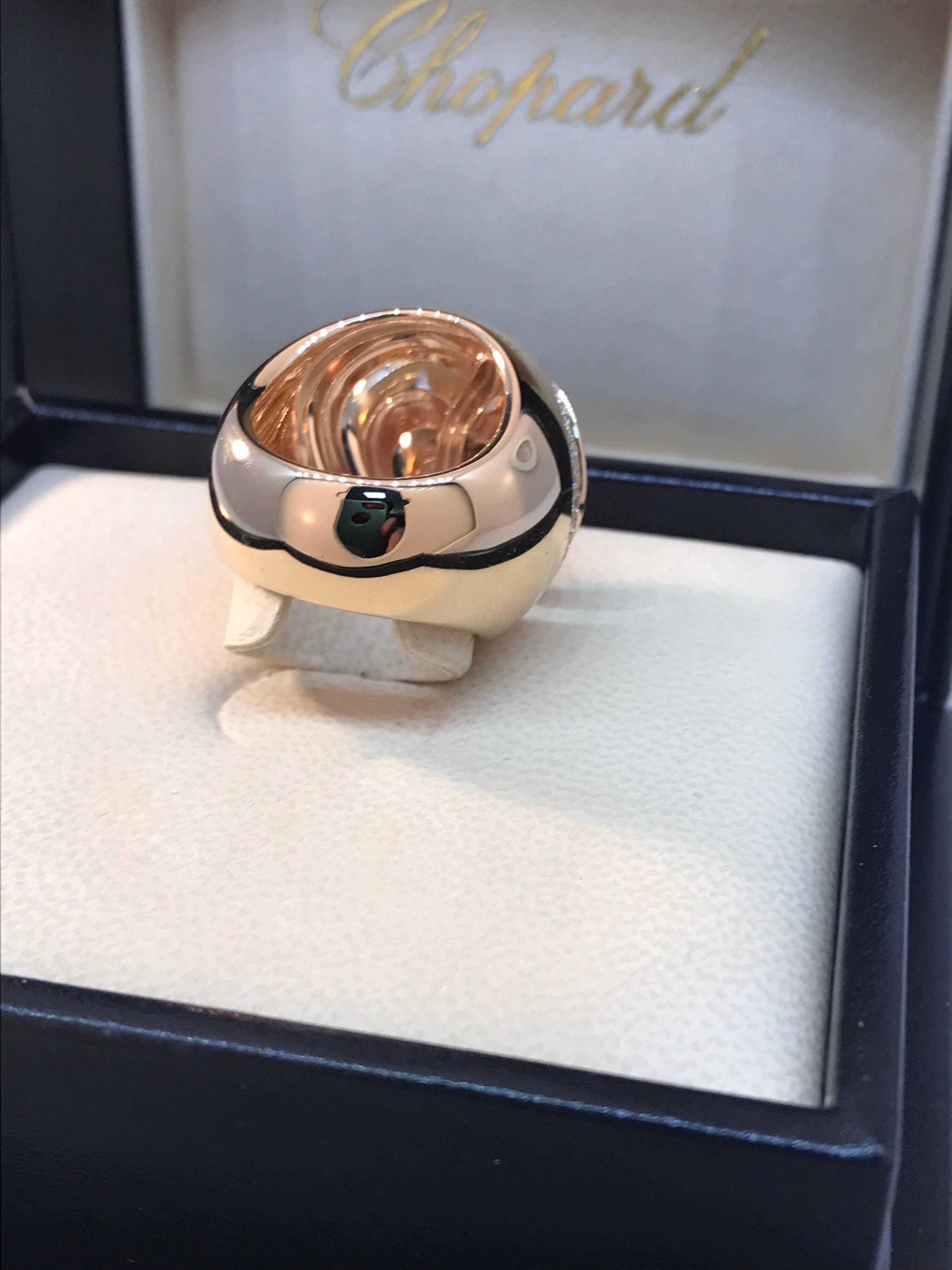 Women's Chopard Xtravaganza Rose Gold Diamond Large Heart Dome Ring  82/7215 For Sale