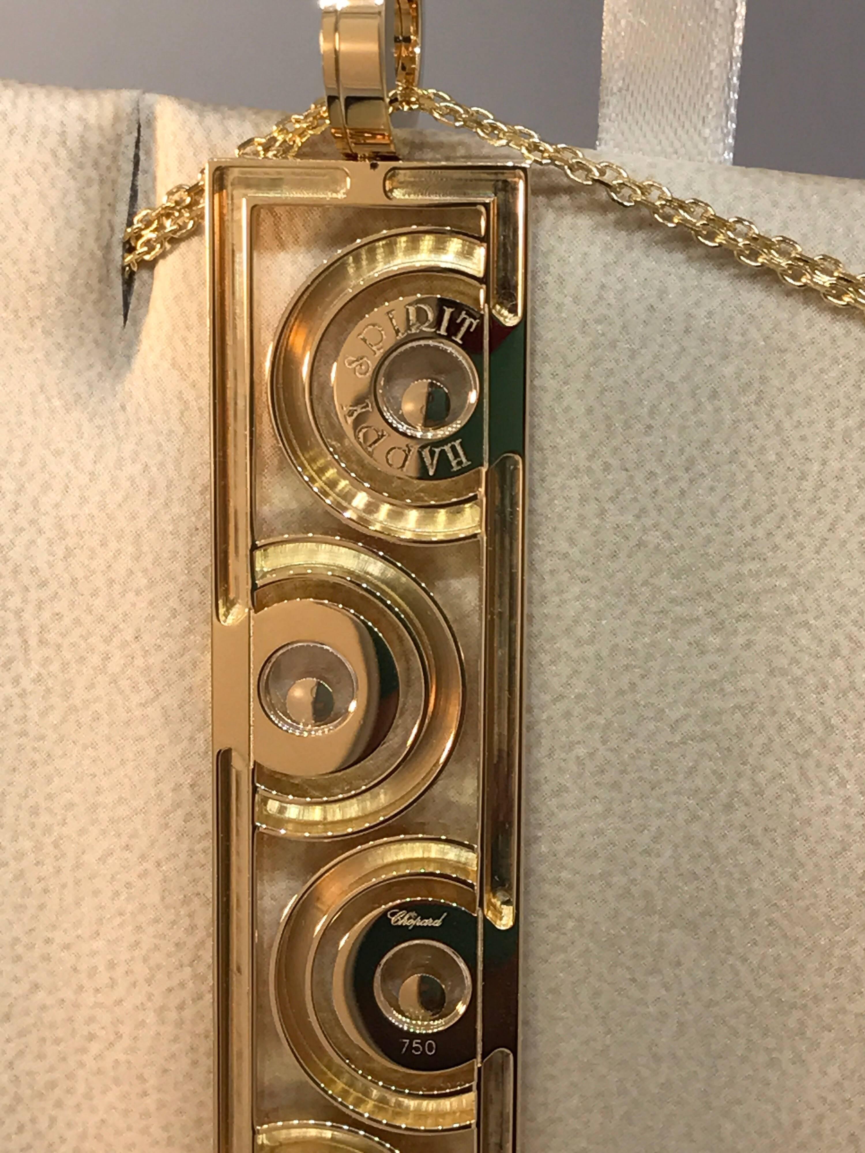 Women's Chopard Happy Spirit Yellow Gold Large Pendant / Necklace with Floating Diamonds
