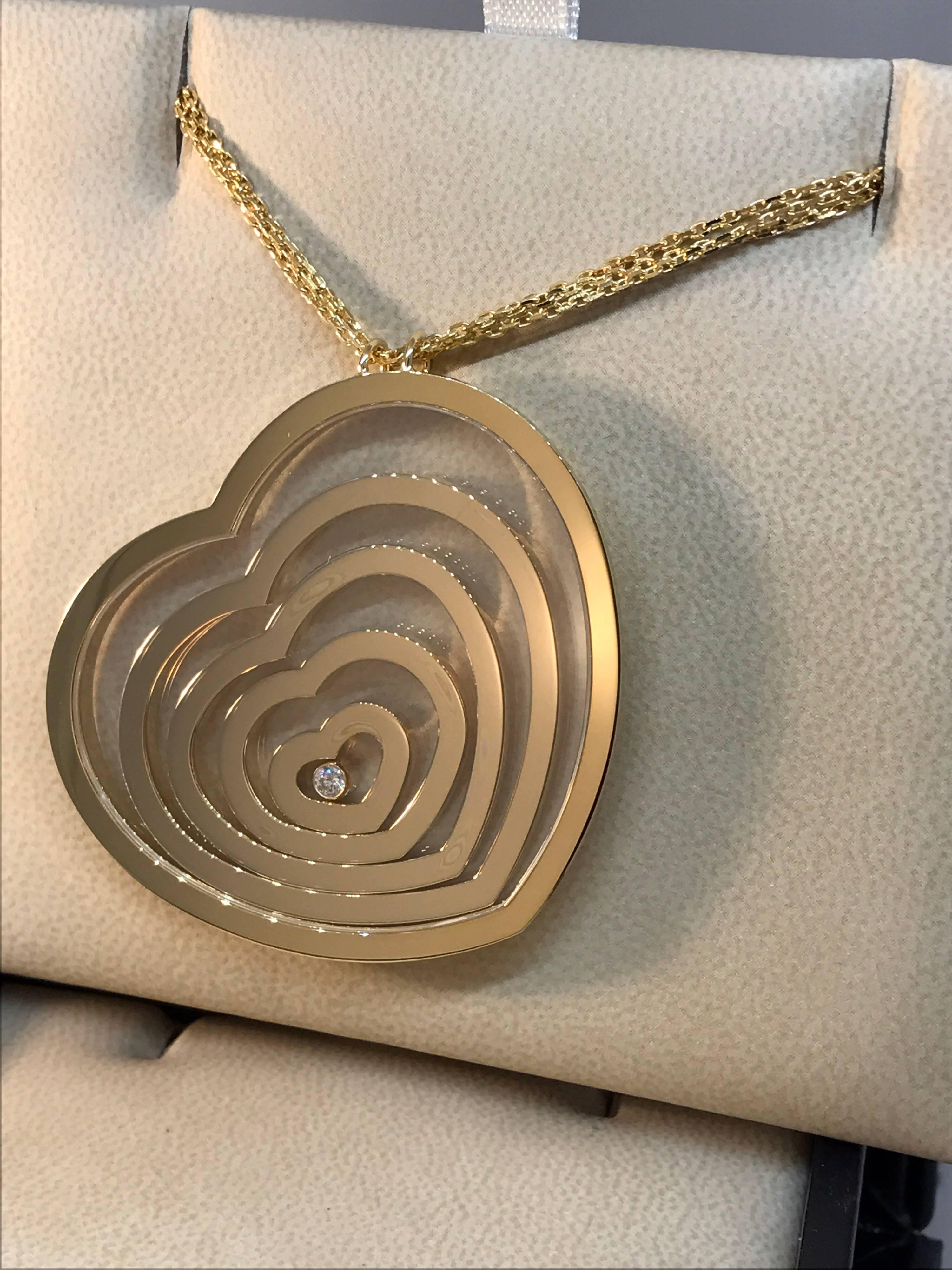 Chopard Happy Spirit Large Heart Pendant / Necklace

Model Number: 79/5866-0001

100% Authentic

Brand New

Comes with original Chopard box, certificate of authenticity and warranty, and jewels manual

18 Karat Yellow Gold 

Necklace weight