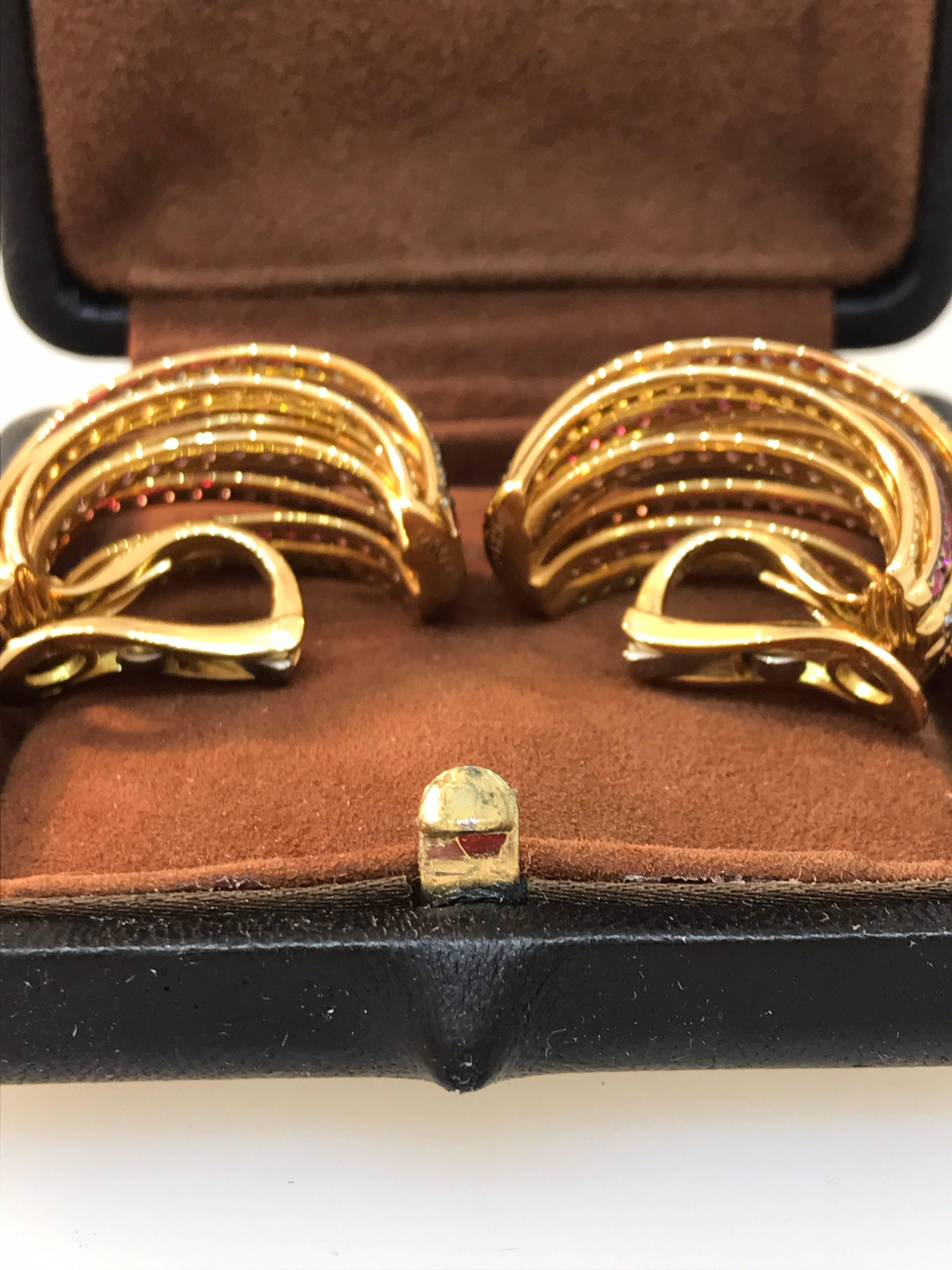 De Grisogono Allegra 18 Karat Yellow Gold Colorful Stones Earrings For Sale 4