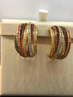 De Grisogono Allegra 18 Karat Yellow Gold Colorful Stones Earrings