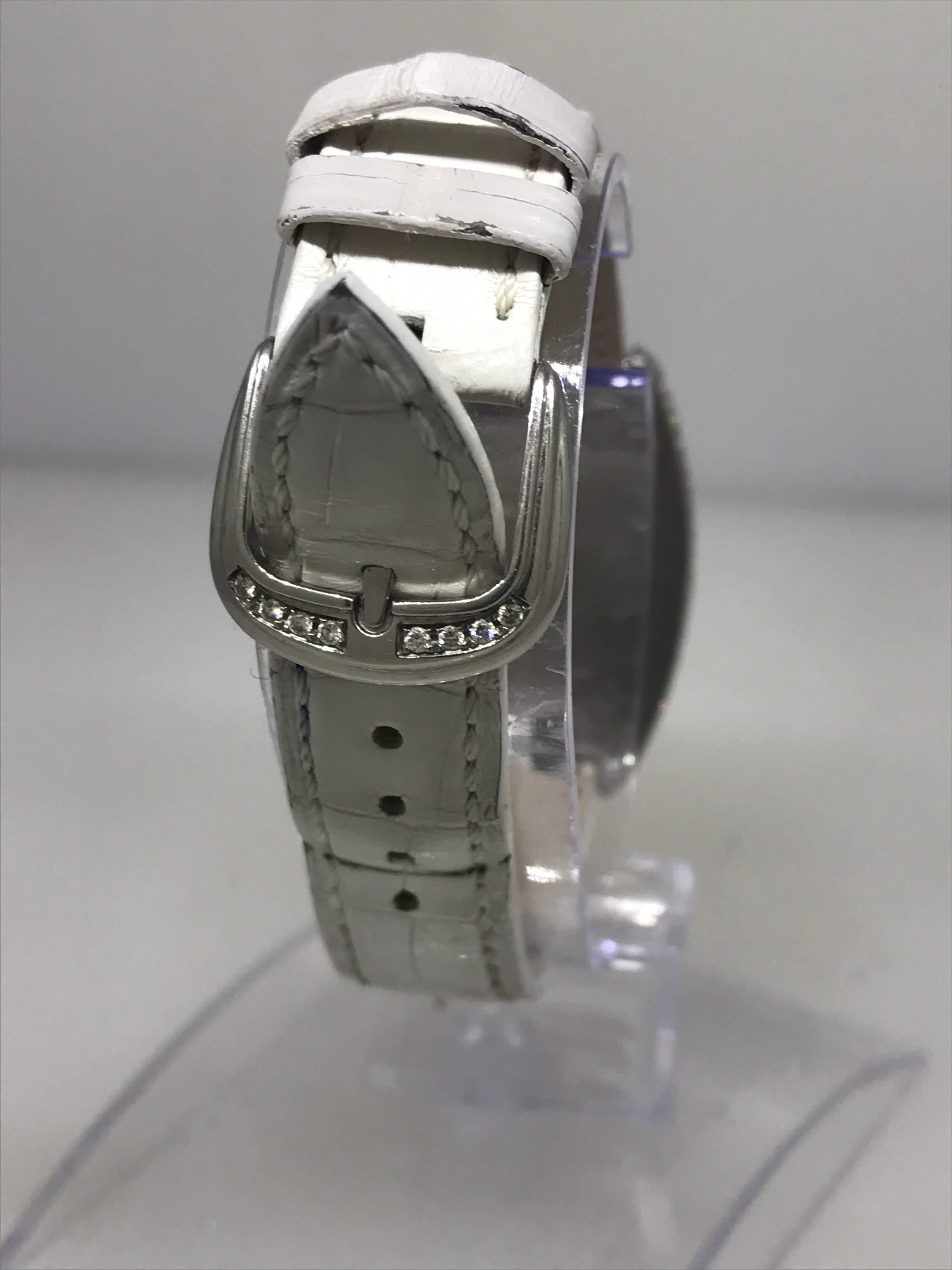 Franck Muller Casablanca Curvex Stainless Steel Diamond Leather Band Ladys Watch For Sale 2