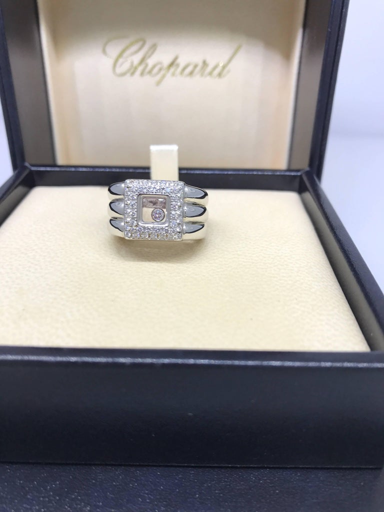 Chopard Happy Diamonds 18 Karat White Gold Square Ring 82/2347 For Sale ...