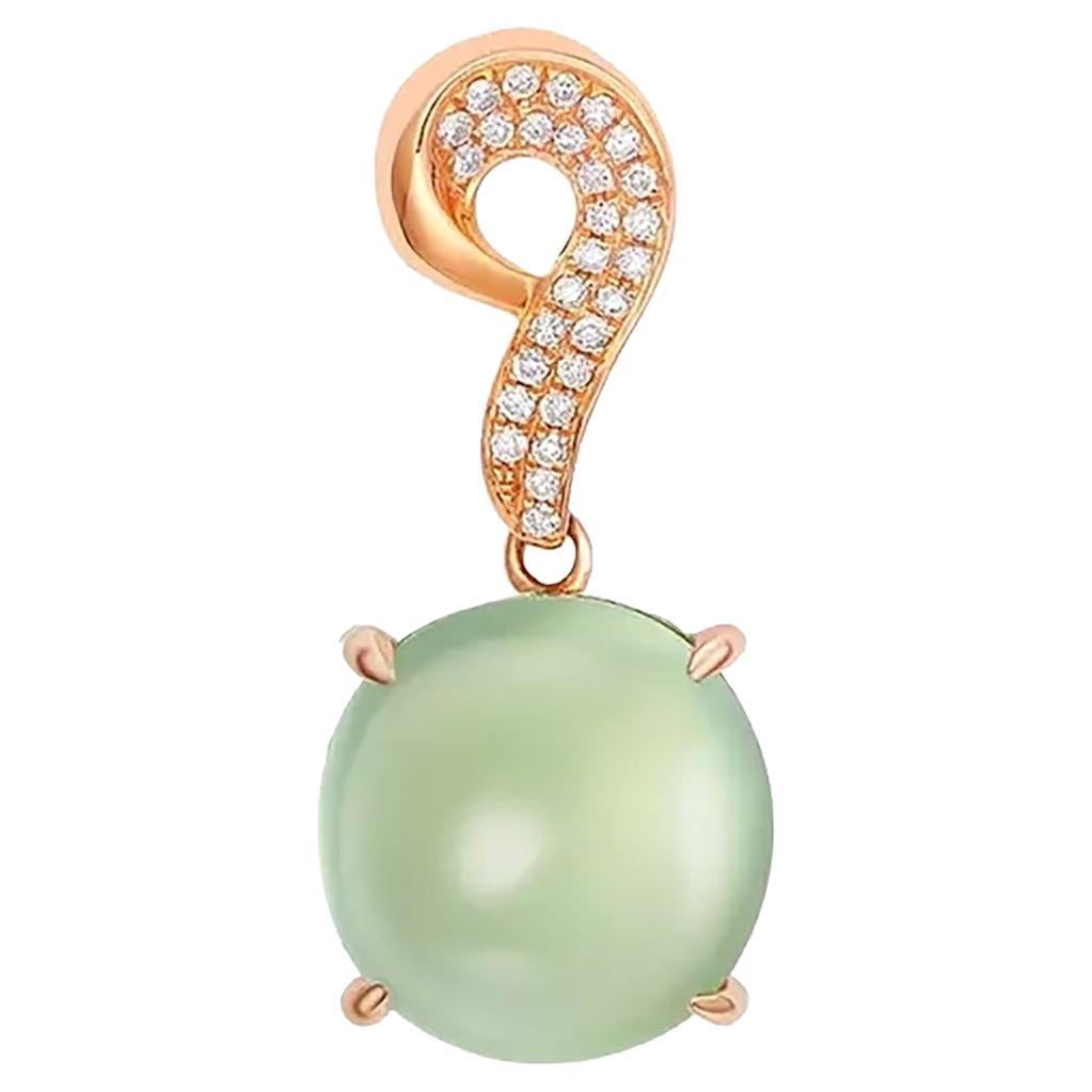Fei Liu - Pendentif en or rose 18 carats orné d'une préhnite de 6,127 carats et de diamants