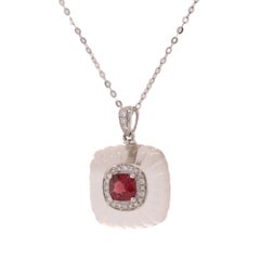 Collana con ciondolo in platino con spinello da 0,67 ct, diamanti e cristallo di rocca - Fei Liu