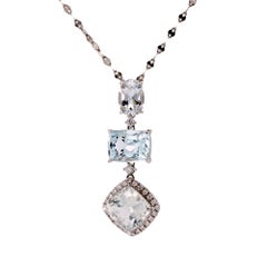 4,28 Karat Aquamarin- und Diamant-Halskette mit Anhänger aus Platin – Fei Liu