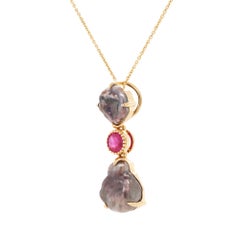14 Karat Gold Tahitian Pearl and Ruby Pendant Necklace - Fei Liu