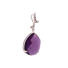 Checkerboard Amethyst & Diamond Pendant in 18ct White Gold - Fei Liu