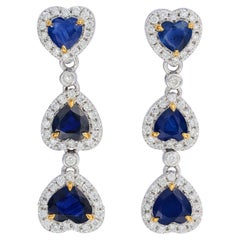 Boucles d'oreilles convertibles en platine avec saphir taille cœur et halo de diamants - Fei Liu