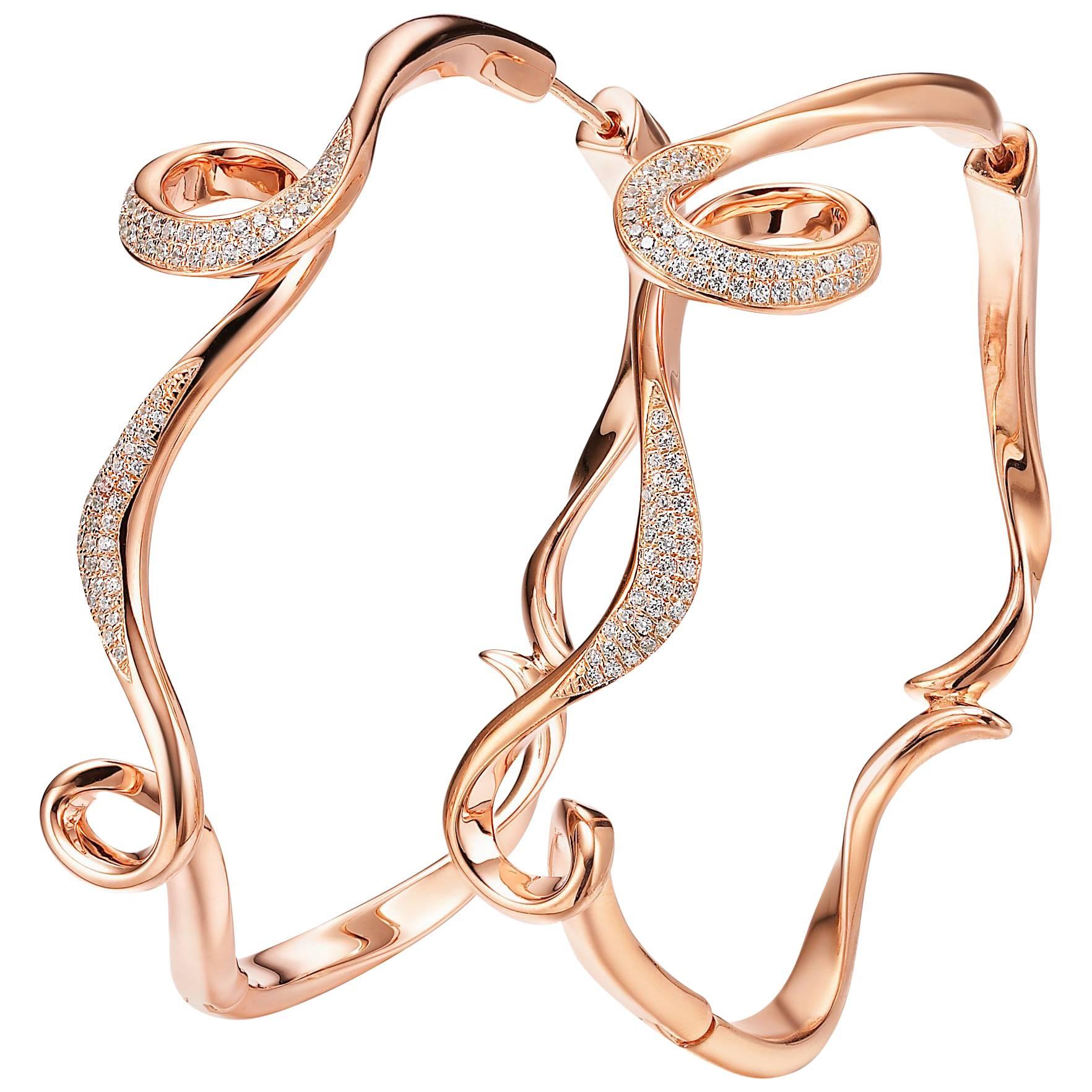 Fei Liu Cubic Zirconia Rose Gold Sterling Silver Hoop Earrings