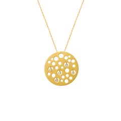 Fei Liu Diamond 18 Karat Yellow Gold Drops Fashion Pendant Necklace