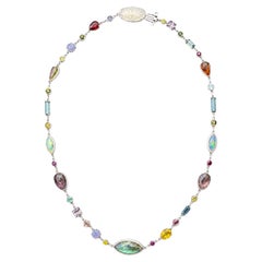 Composition No. 1 Labradorite Multi-Gemstone Necklace in Rhodium-Plated Sterling