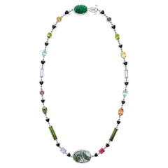 Composition No. 2 Azurite-Malachite Multi-Gemstone Necklace in 18K Gold Vermeil