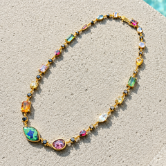 Composition No. 3 Lace Agate Multi-Gemstone Necklace in Sterling Silver