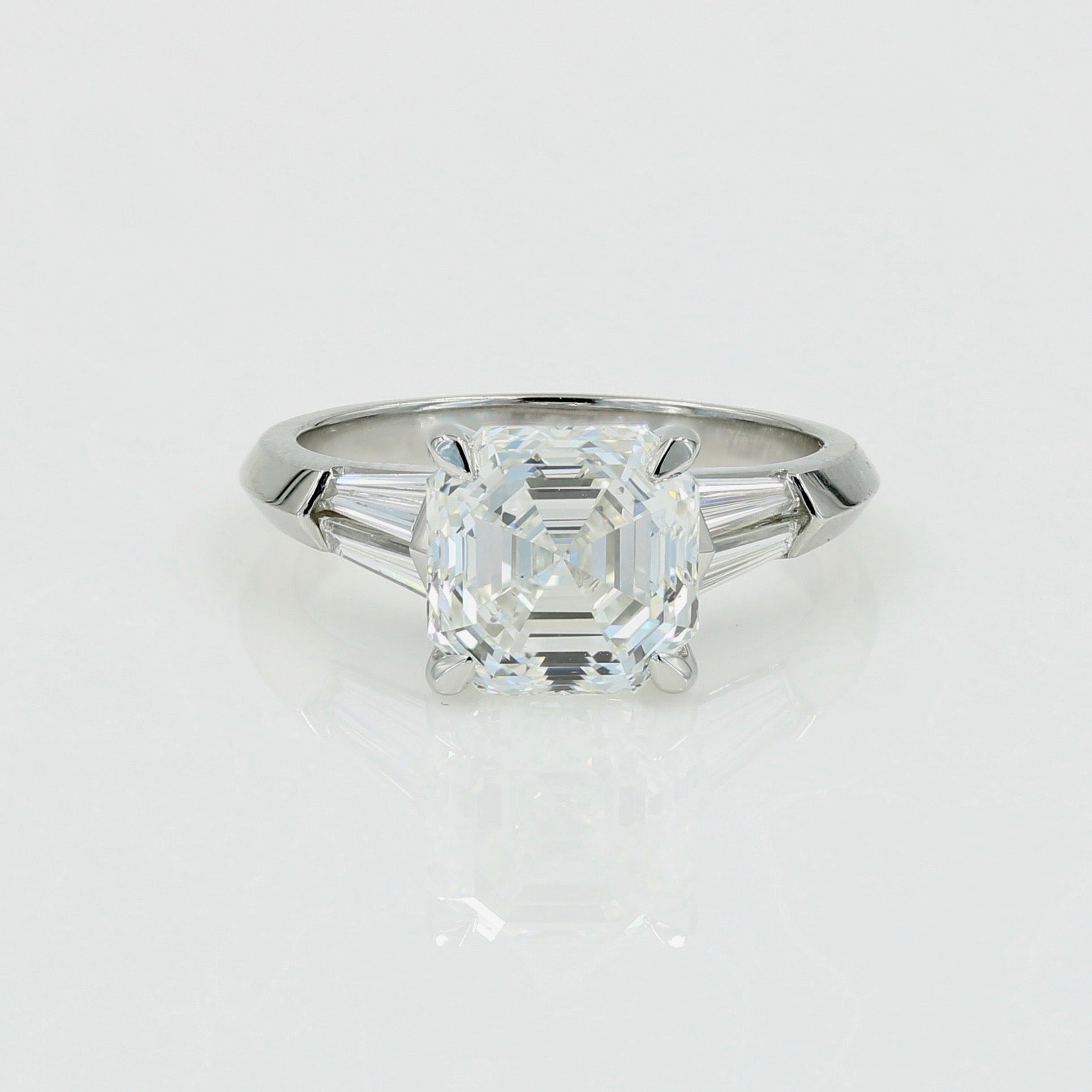 3 40 Carat Asscher Cut Diamond Ring With 4 Baguette Cut Diamonds
