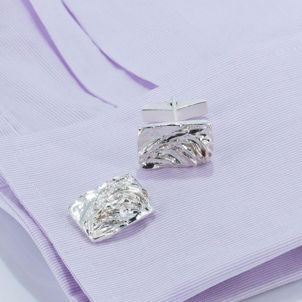 Women's or Men's Contemporary Cufflinks in Sterling Silver For Sale