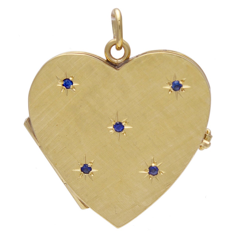 Sapphire Gold Heart Locket