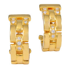 Cartier Maillon Panthere Diamond Gold Earclips
