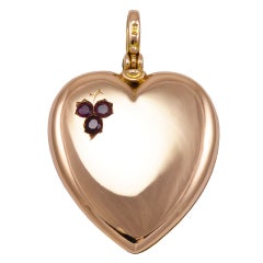 Heart Shaped Ruby Gold Antique Locket