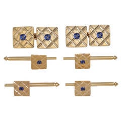 1940s Sapphire Gold Stud Set 1