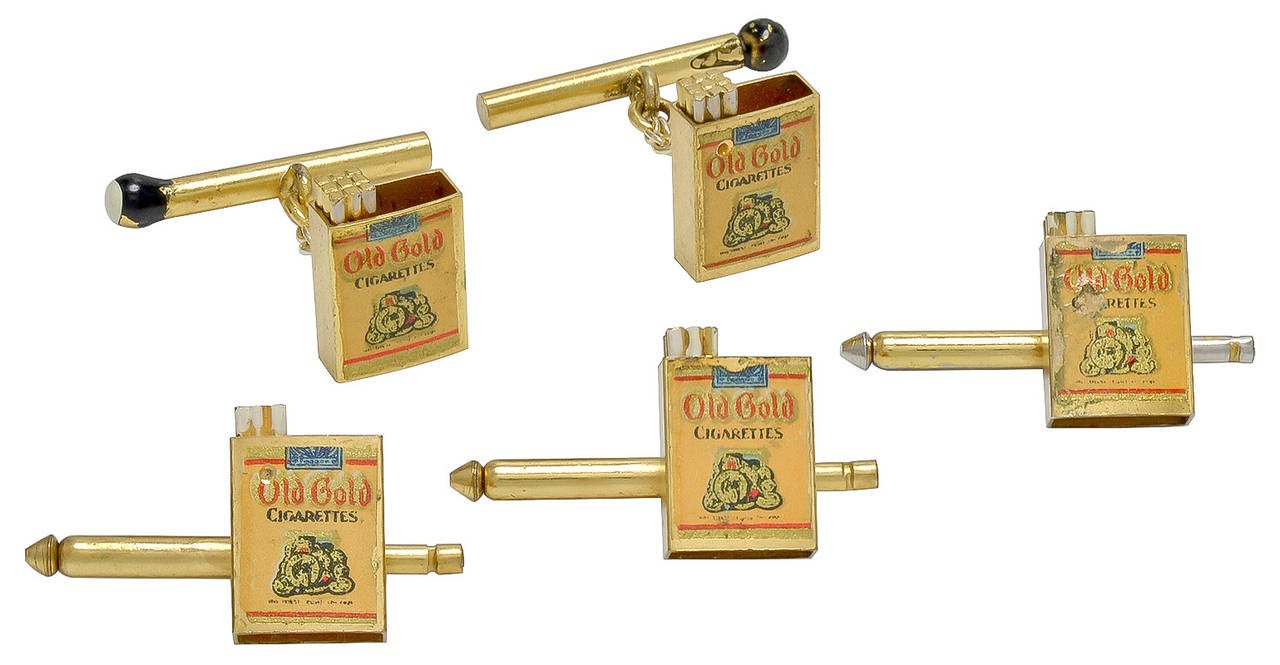 Old Gold Cigarette Enamel Stud Set