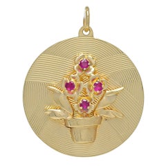 Tiffany & Co. Ruby Gold Flower Charm