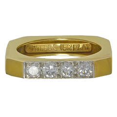 David Webb Square Diamond Gold Ring 9