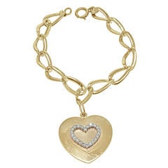 Cartier Gold Link Charm Bracelet with Heart