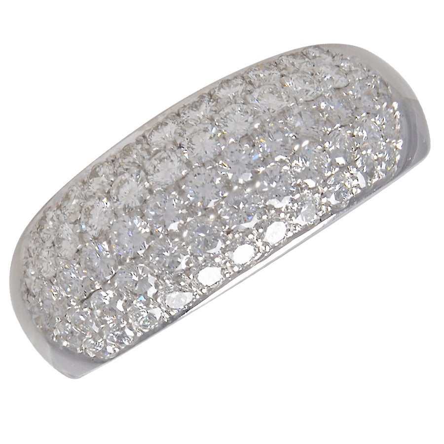 Estate dazzling diamond band. Made and signed by Van Cleef & Arpels. Five rows of white brilliant finely set diamonds, totaling 2 cts. Set in 18k white gold.
Size 6 3/4 and may be custom sized. No longer made by VCA.  A classic beautiful