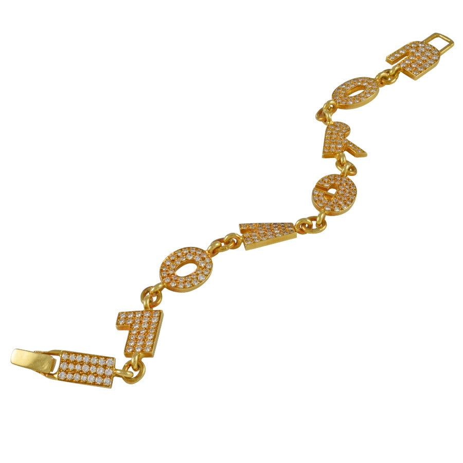 "I Love You" Diamond Gold Bracelet at 1stDibs i love you diamond