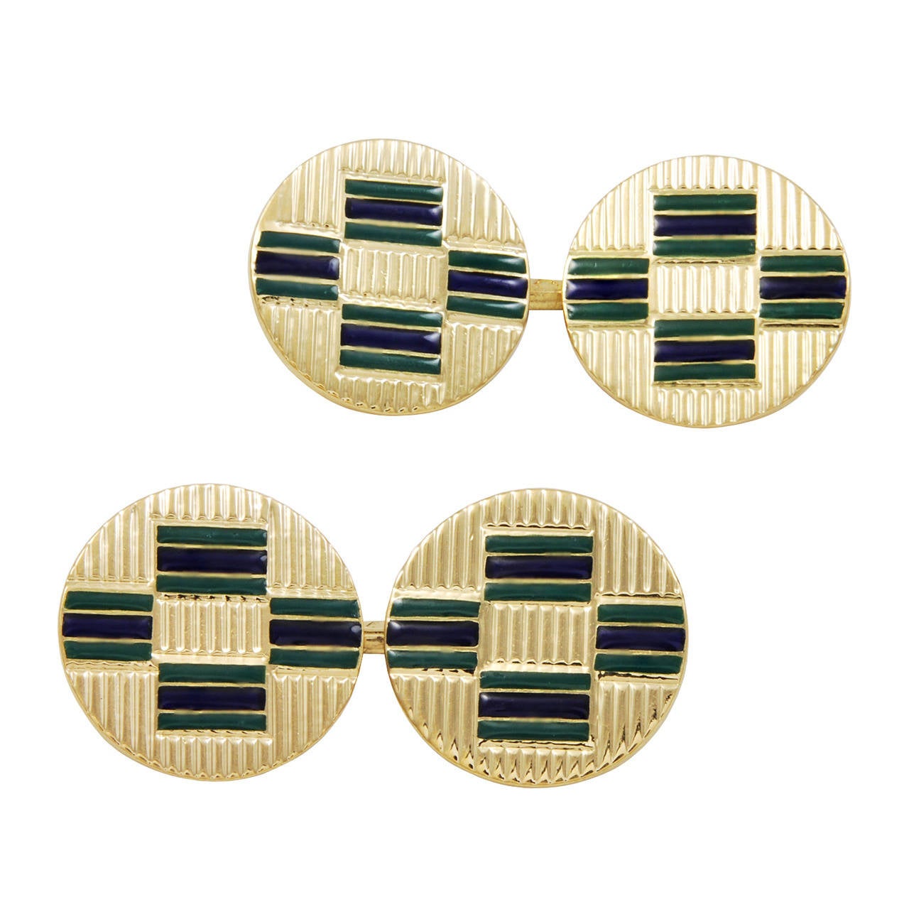 Art Deco French Enamel Cufflinks For Sale