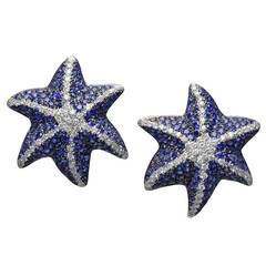 Sapphire Diamond Gold Star Earrings