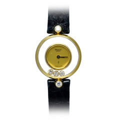 Retro Chopard Lady's Yellow Gold Happy Diamond Quartz Wristwatch