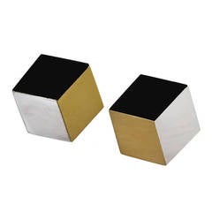 Angela Cummings Onyx Gold & Mother-Of-Pearl Cube Earclips