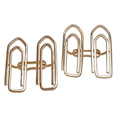 French Paper-Clip Gold Cufflinks