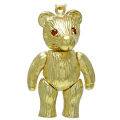 Teddy Bear Ruby Gold Charm